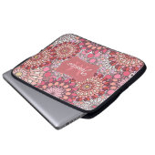 Abstraktes Mandala-Blumenmuster Rosa Personalisier Laptopschutzhülle (Vorne Knopf)
