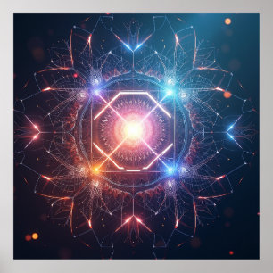 Abstraktes Mandala: Irisierendes geometrisches Pos Poster