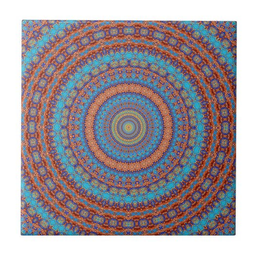Abstraktes Mandala-Rundmuster Kaleidosco Fliese (Vorderseite)