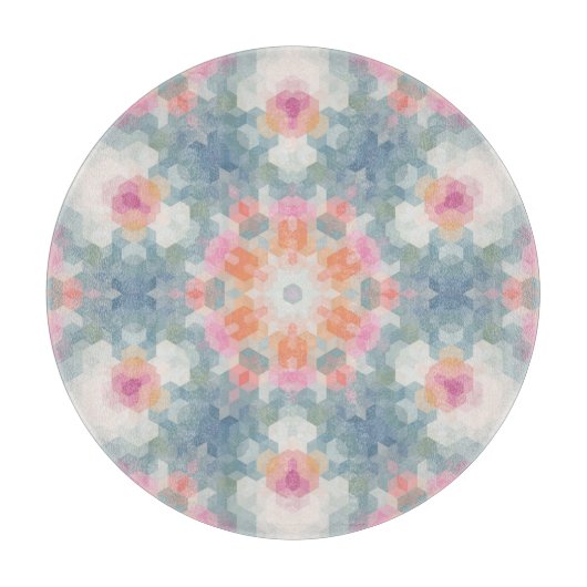 Abstraktes Mandala-Rundmuster Kaleidosco Schneidebrett (Vorderseite)