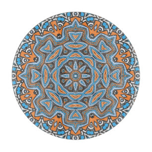 Abstraktes Mandala-Rundmuster Kaleidosco Schneidebrett