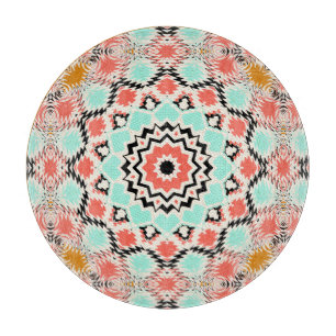Abstraktes Mandala-Rundmuster Kaleidosco Schneidebrett