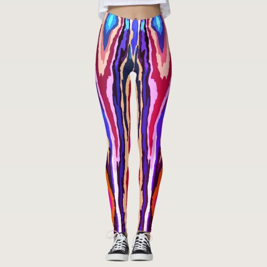 Abstraktes Margilan-Muster, Ikat-Design-Frauen Leggings (Vorderseite)
