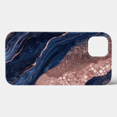 Abstraktes Marinedesign und goldene Rose Case-Mate iPhone Hülle (Rückseite (Horizontal))