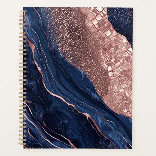 Abstraktes Marinedesign und goldene Rose Planer (Vorderseite)