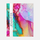 Abstraktes Marmor in Rosa und Grün Fleecedecke (Vorderseite)