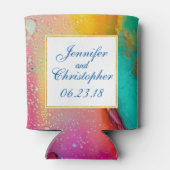 Abstraktes Marmor in Rosa und Türkis Dosenkühler (Rückseite)