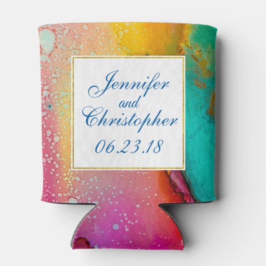 Abstraktes Marmor in Rosa und Türkis Dosenkühler (Rückseite)