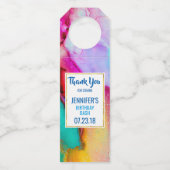 Abstraktes Marmor in Rosa und Türkis Flaschenanhänger (Vorderseite)