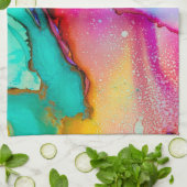 Abstraktes Marmor in Rosa und Türkis Geschirrtuch (Gefaltet)