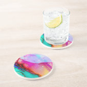 Abstraktes Marmor in Rosa und Türkis Getränkeuntersetzer (Seite)