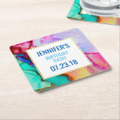 Abstraktes Marmor in Rosa und Türkis Rechteckiger Pappuntersetzer (angewinkelt)