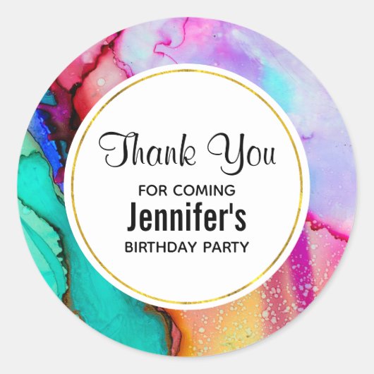 Abstraktes Marmor in Rosa und Türkis Runder Aufkleber (Vorderseite)