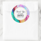 Abstraktes Marmor in Rosa und Türkis Runder Aufkleber (Tasche)