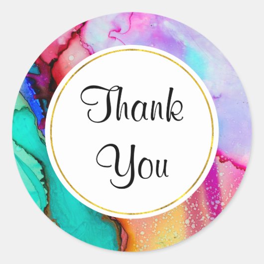 Abstraktes Marmor in Rosa und Türkis Runder Aufkleber (Vorderseite)