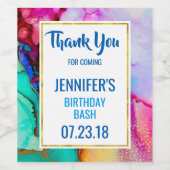 Abstraktes Marmor in Rosa und Türkis Weinetikett (Einzelnes Label)