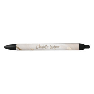 Abstraktes Marmor mit goldenem Glitter-Monogramm Kugelschreiber