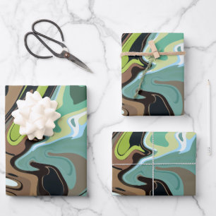 Abstraktes Marmordesign Geschenkpapier Set