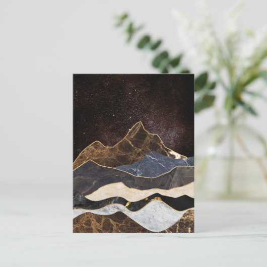 Abstraktes Marmorgebirge unter dem Sternenhimmel Postkarte (Stehend Vorderseite)