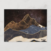 Abstraktes Marmorgebirge unter dem Sternenhimmel Postkarte (Rückseite)