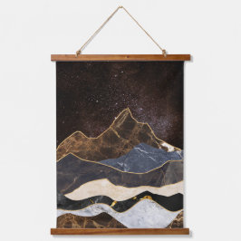 Abstraktes Marmorgebirge unter dem Sternenhimmel Wandteppich Mit Holzrahmen