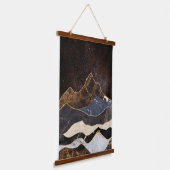 Abstraktes Marmorgebirge unter dem Sternenhimmel Wandteppich Mit Holzrahmen (Gewinkelt)