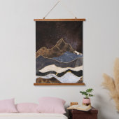 Abstraktes Marmorgebirge unter dem Sternenhimmel Wandteppich Mit Holzrahmen (Schlafzimmer)