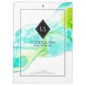 Abstraktes Marmorieren in leuchtenden Aquarellfarb Klemmbrett (Rückseite)