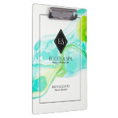 Abstraktes Marmorieren in leuchtenden Aquarellfarb Klemmbrett (Rechts)