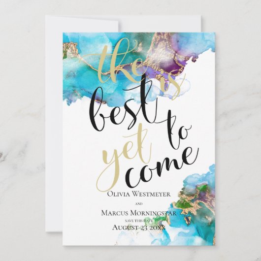 Abstraktes marmoriertes Ink Amethyst Save the Date Einladung (Vorderseite)