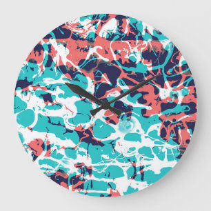 Abstraktes marmoriertes Papier - Hintergrund Große Wanduhr