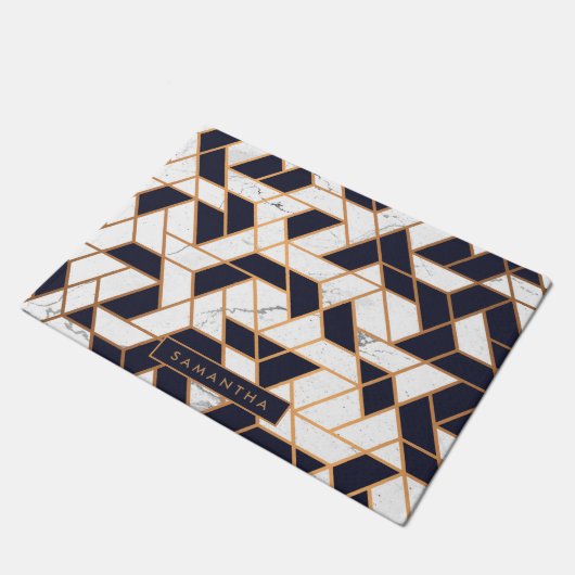 Abstraktes Marmorierungmosaik Fußmatte (Schrägansicht)