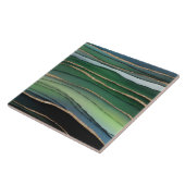 Abstraktes Marmormuster aus Grün und Gold Glitzer Fliese (Seite)