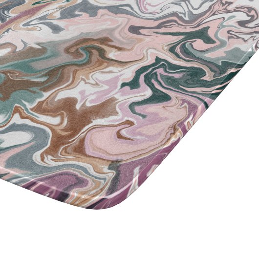 Abstraktes Massiv aus grünem und rosa Marmor Schneidebrett (Ecke)