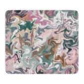Abstraktes Massiv aus grünem und rosa Marmor Schneidebrett (Vorderseite)