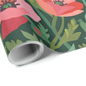 Abstraktes Matisse-Mohn-Schmetterling-Geschenkpapi Geschenkpapier (Rolleneckpunkt)