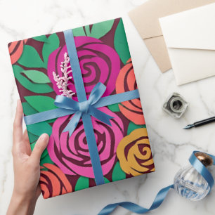 Abstraktes Matisse Rosen Schmetterlinge Geschenkpa Geschenkpapier