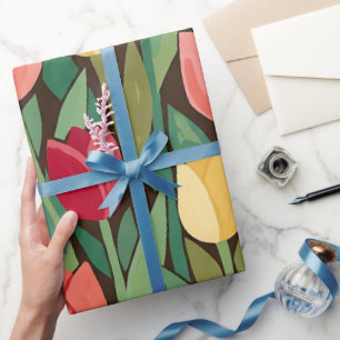 Abstraktes Matisse-Tulpen-Schmetterling-Geschenkpa Geschenkpapier