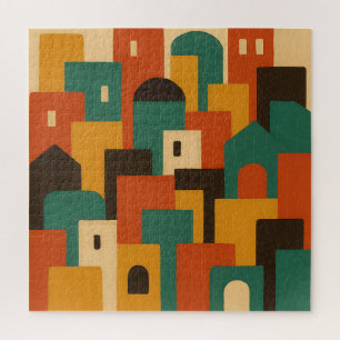 Abstraktes mediterranes Dorf geometrisch Puzzle