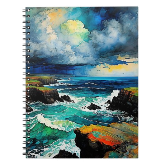 Abstraktes Meer und Sturm | Notebook-Journal Notizblock (Vorderseite)