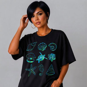 Abstraktes Meeresleben-Gitternetz-Design T-Shirt