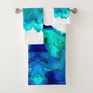 abstraktes Meerwasser-Design Badhandtuch Set