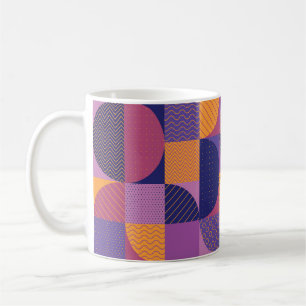 Abstraktes mehrfarbiges geometrisches Vintages Mus Kaffeetasse