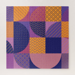 Abstraktes mehrfarbiges geometrisches Vintages Mus Puzzle
