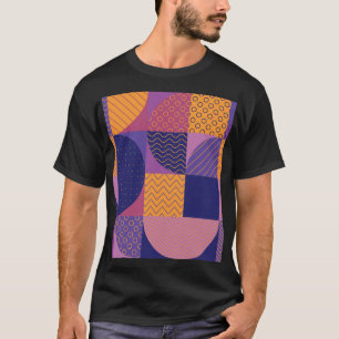 Abstraktes mehrfarbiges geometrisches Vintages Mus T-Shirt