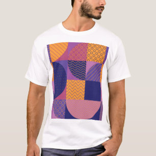 Abstraktes mehrfarbiges geometrisches Vintages Mus T-Shirt