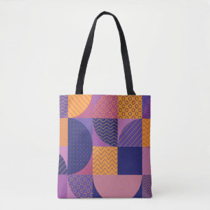 Abstraktes mehrfarbiges geometrisches Vintages Mus Tasche