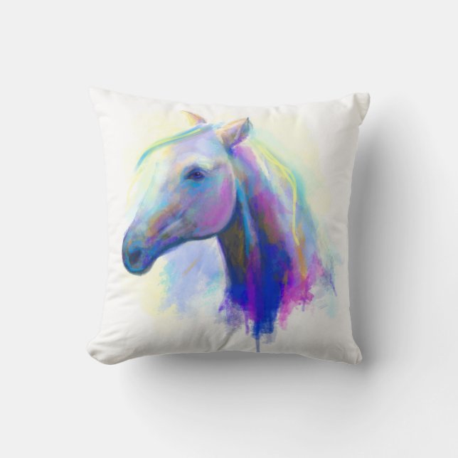Abstraktes mehrfarbiges Kopfpferd Kissen (Vorderseite)