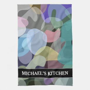 Abstraktes mehrfarbiges Lotmuster + Individuelle N Geschirrtuch