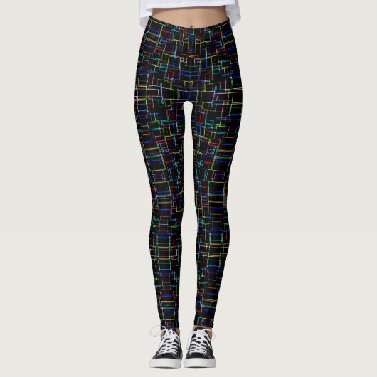 Abstraktes mehrfarbiges Muster Leggings (Vorderseite)